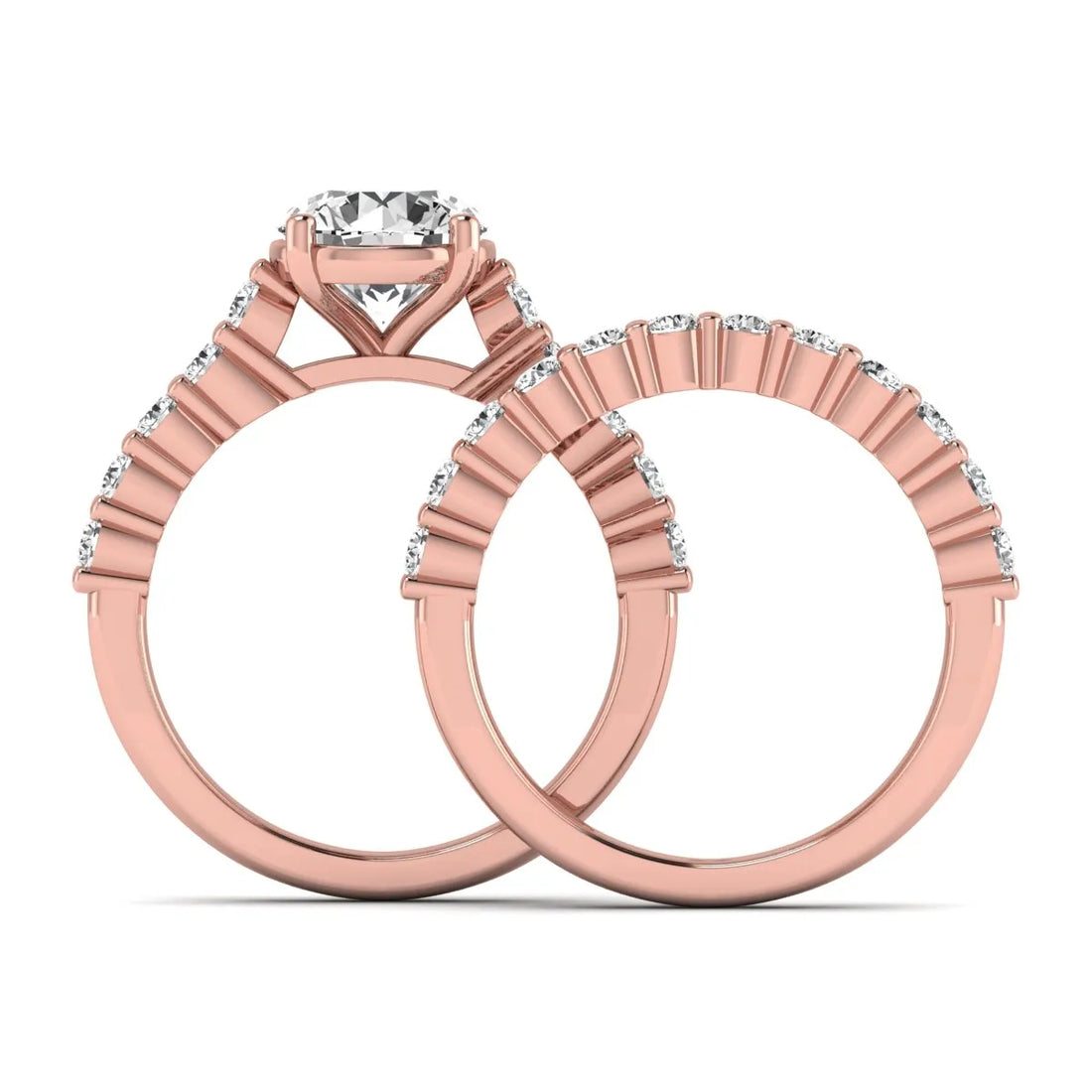 OctaPearl 2 ct Round Prong Set Lab Grown Diamond Bridal Ring Set