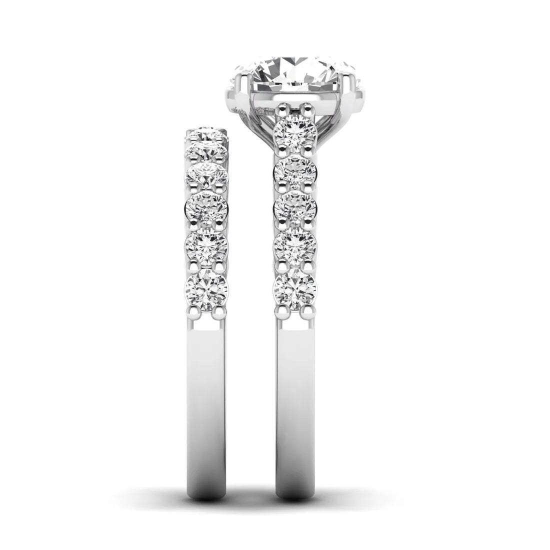 OctaPearl 2 ct Round Prong Set Lab Grown Diamond Bridal Ring Set