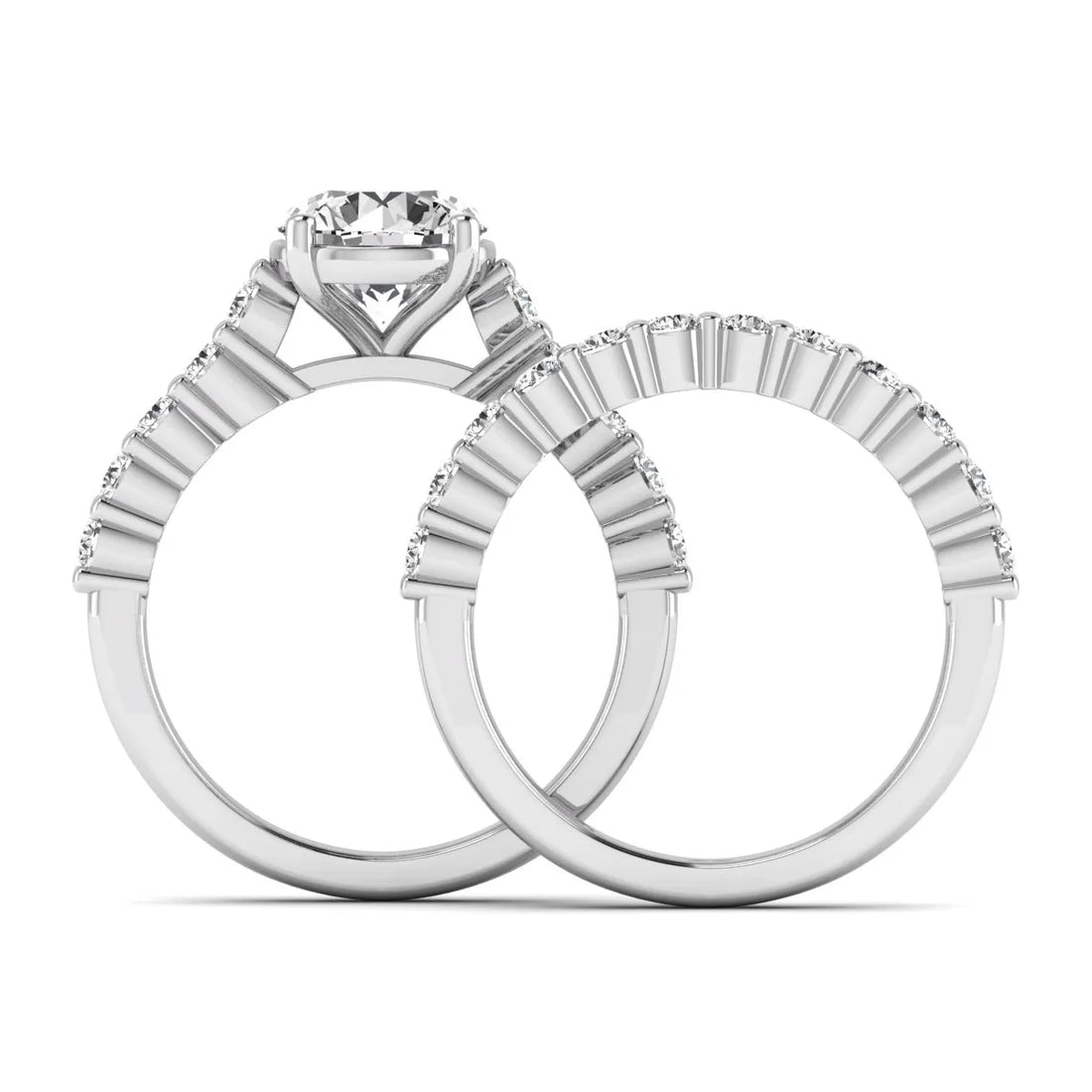 OctaPearl 2 ct Round Prong Set Lab Grown Diamond Bridal Ring Set