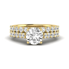 OctaPearl 2 ct Round Prong Set Lab Grown Diamond Bridal Ring Set