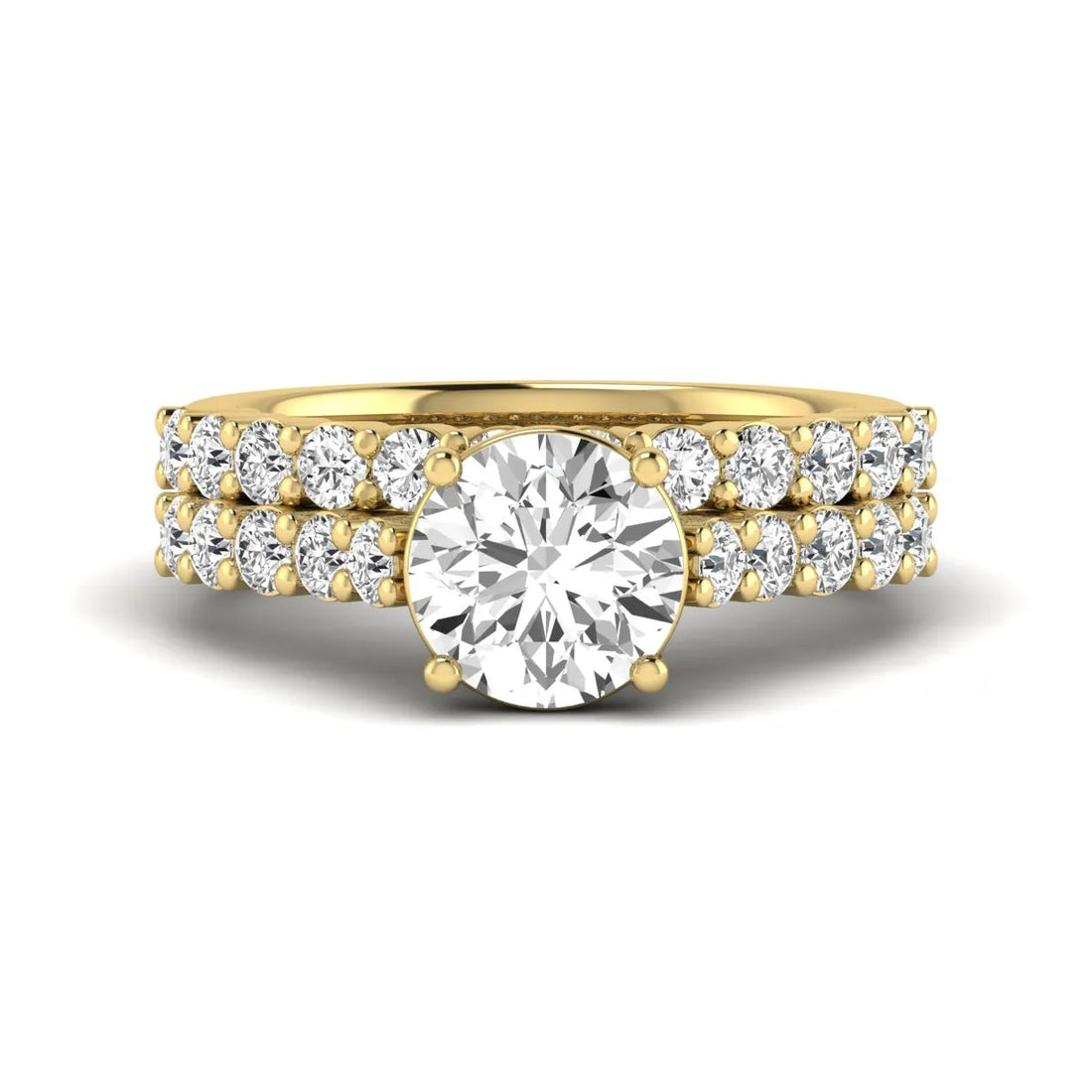 OctaPearl 2 ct Round Prong Set Lab Grown Diamond Bridal Ring Set