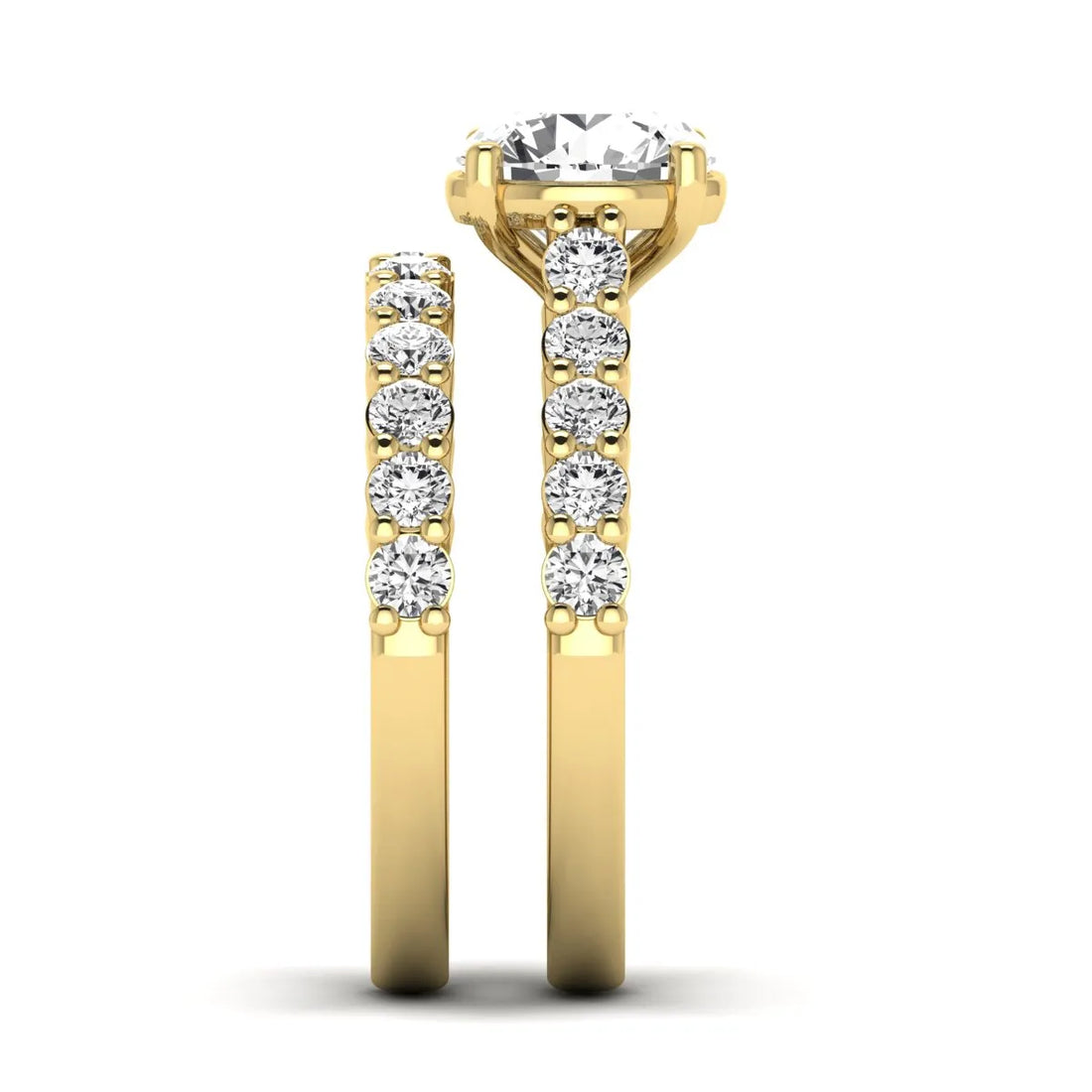 OctaPearl 2 ct Round Prong Set Lab Grown Diamond Bridal Ring Set