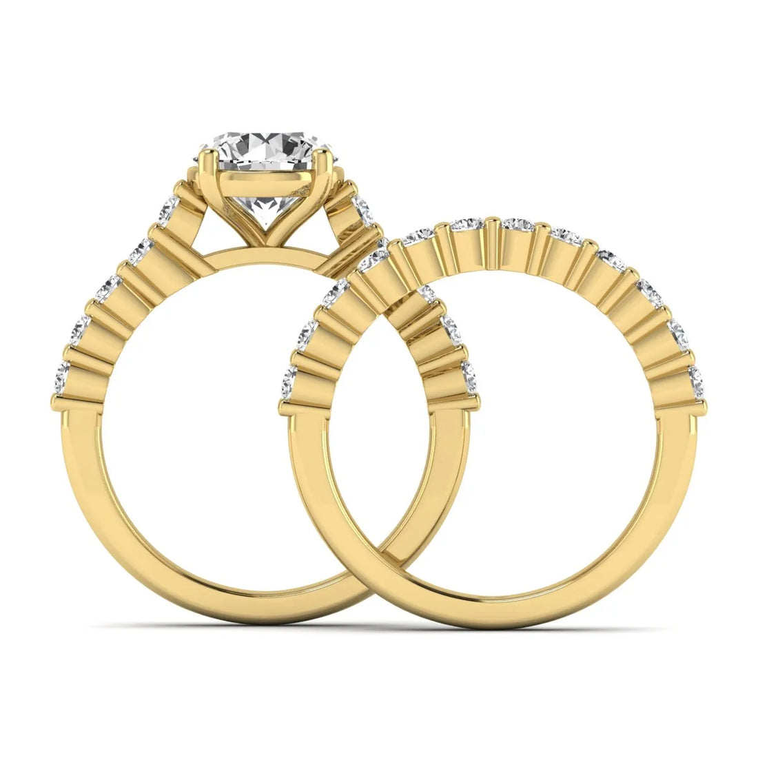OctaPearl 2 ct Round Prong Set Lab Grown Diamond Bridal Ring Set