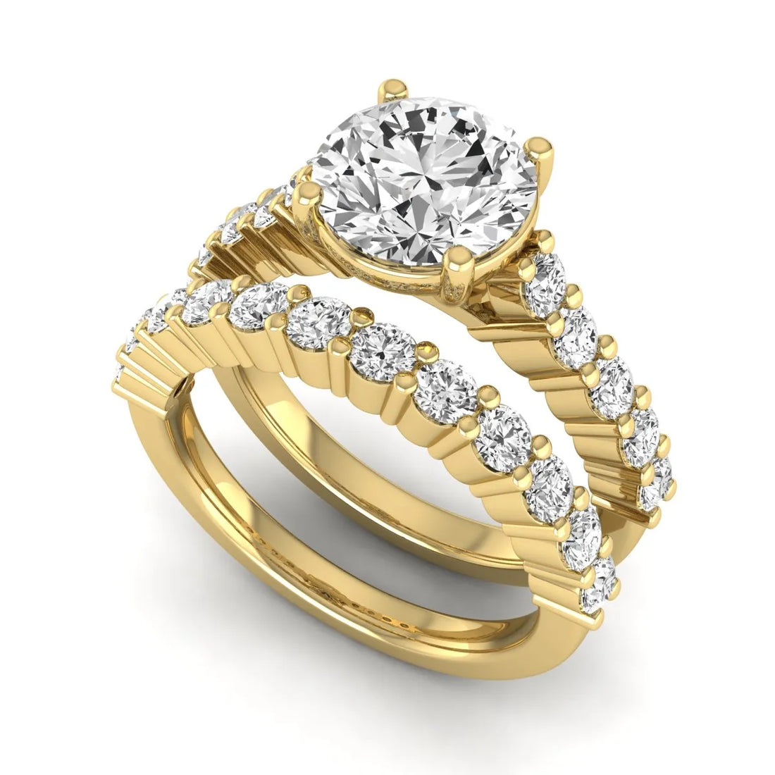 OctaPearl 2 ct Round Prong Set Lab Grown Diamond Bridal Ring Set