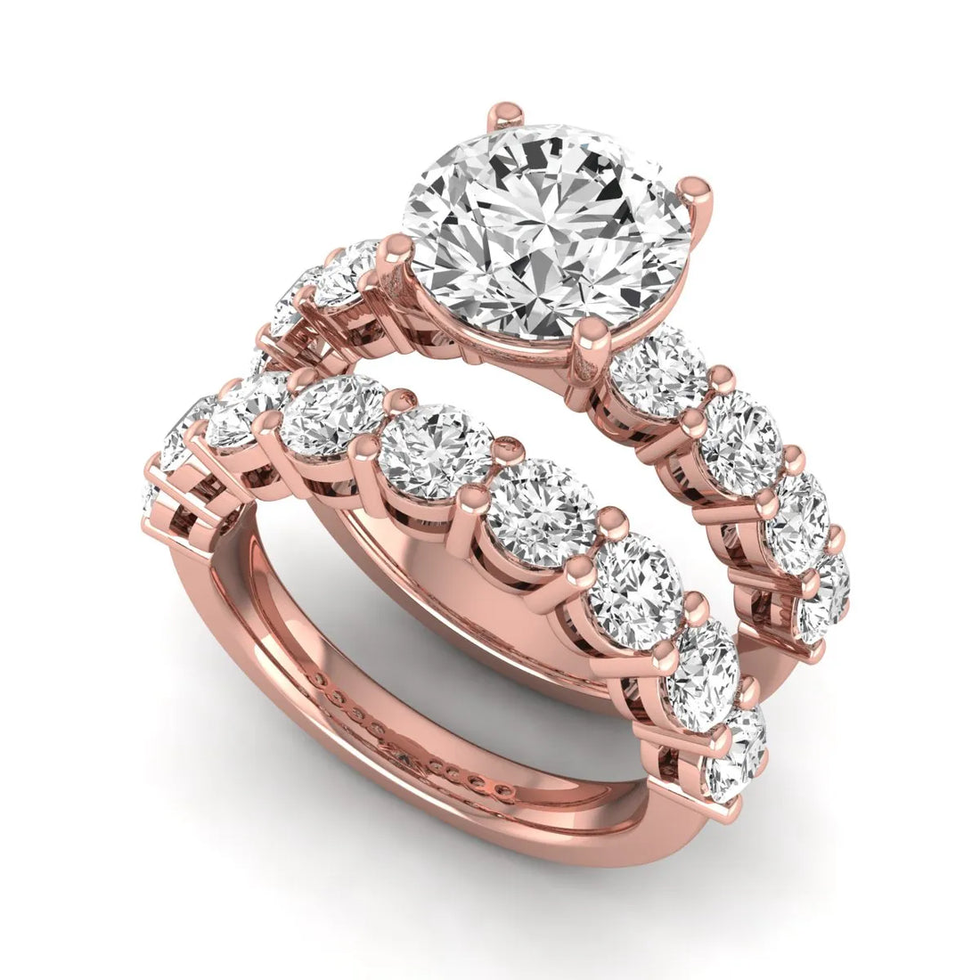 OctaPearl 2.5 ct Round Prong Set Lab Grown Diamond Bridal Ring Set