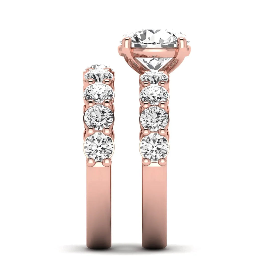 OctaPearl 2.5 ct Round Prong Set Lab Grown Diamond Bridal Ring Set