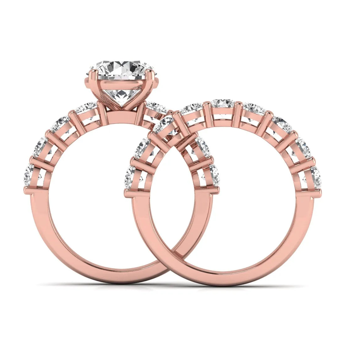 OctaPearl 2.5 ct Round Prong Set Lab Grown Diamond Bridal Ring Set