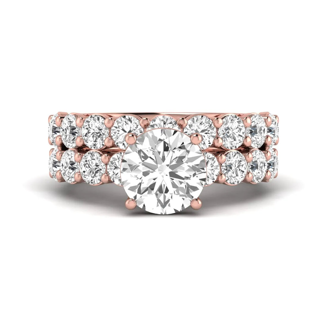 OctaPearl 2.5 ct Round Prong Set Lab Grown Diamond Bridal Ring Set