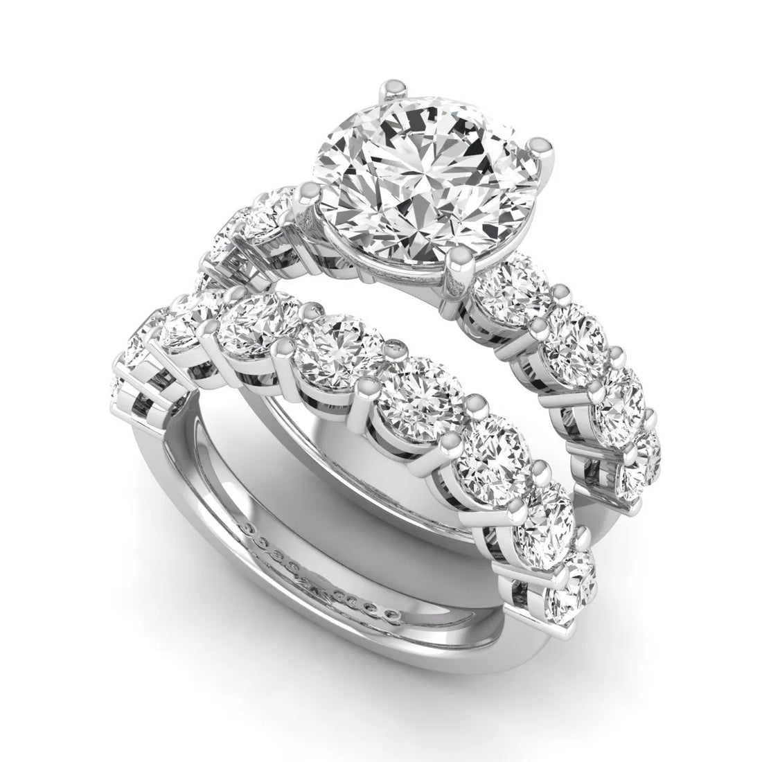 OctaPearl 2.5 ct Round Prong Set Lab Grown Diamond Bridal Ring Set