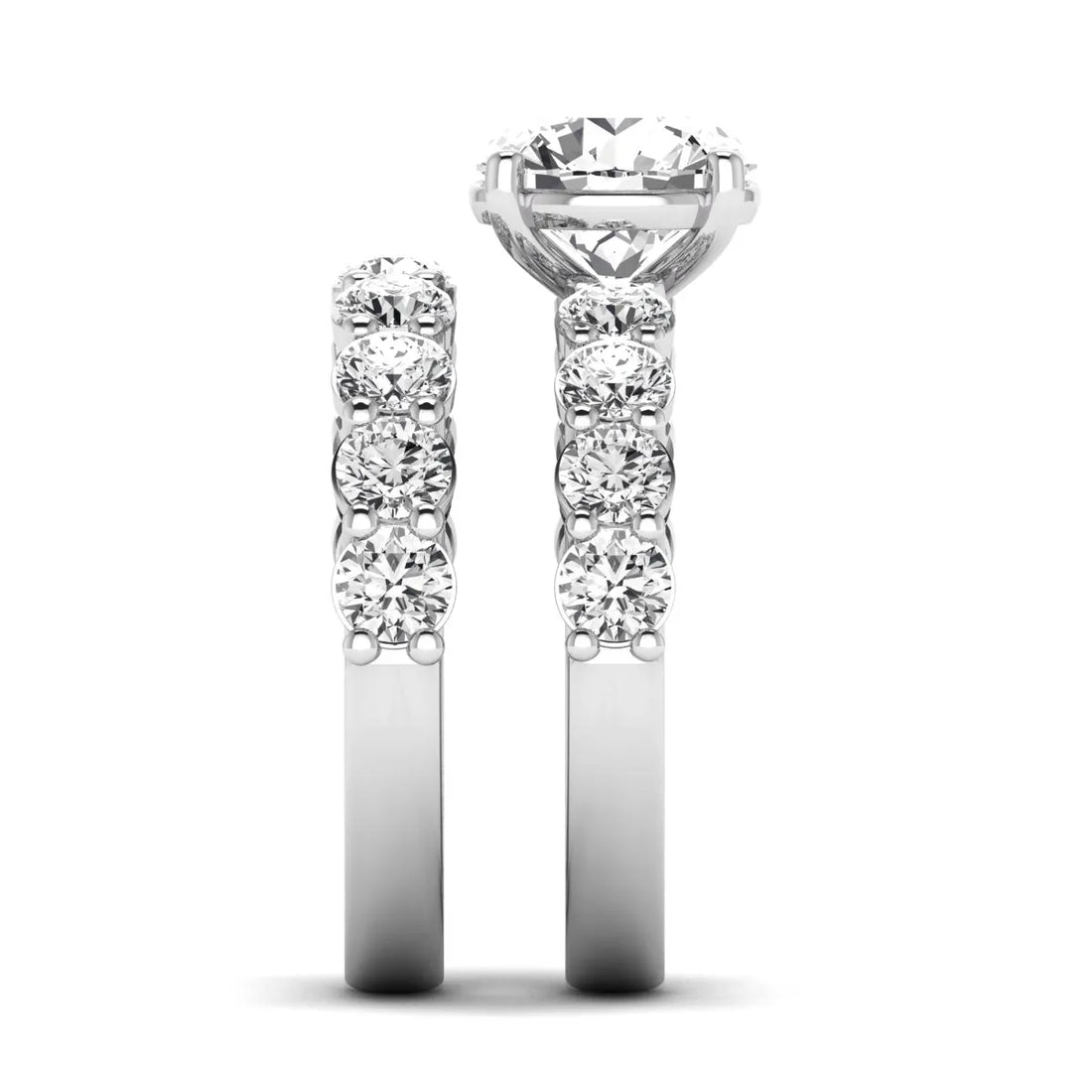 OctaPearl 2.5 ct Round Prong Set Lab Grown Diamond Bridal Ring Set
