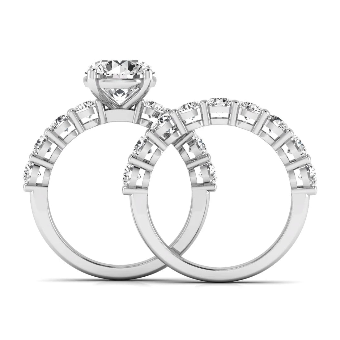 OctaPearl 2.5 ct Round Prong Set Lab Grown Diamond Bridal Ring Set