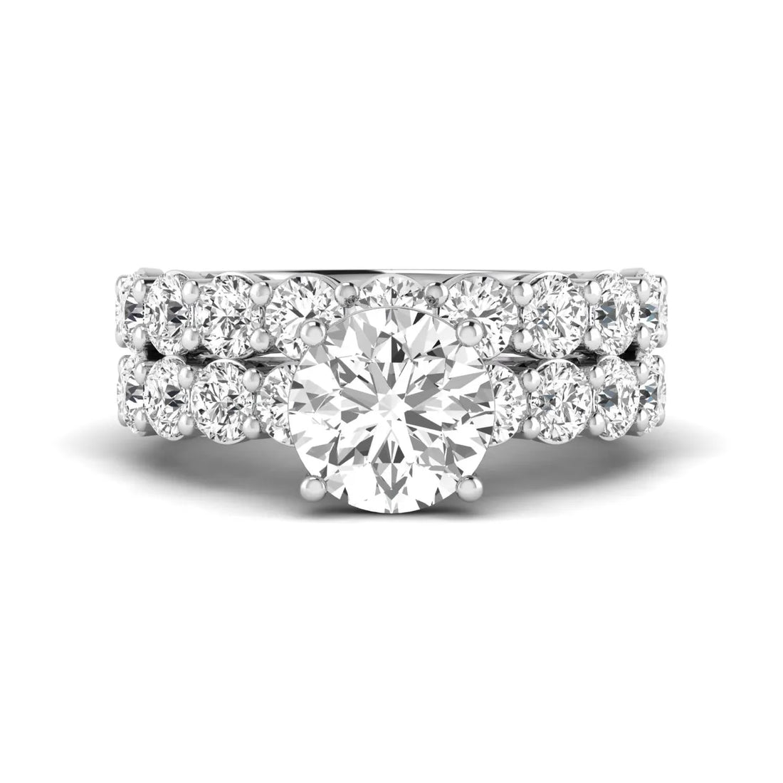OctaPearl 2.5 ct Round Prong Set Lab Grown Diamond Bridal Ring Set