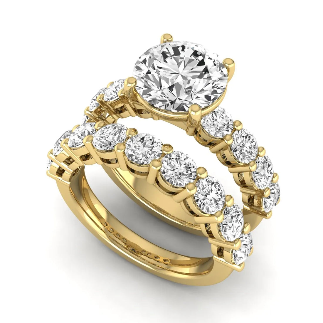 OctaPearl 2.5 ct Round Prong Set Lab Grown Diamond Bridal Ring Set