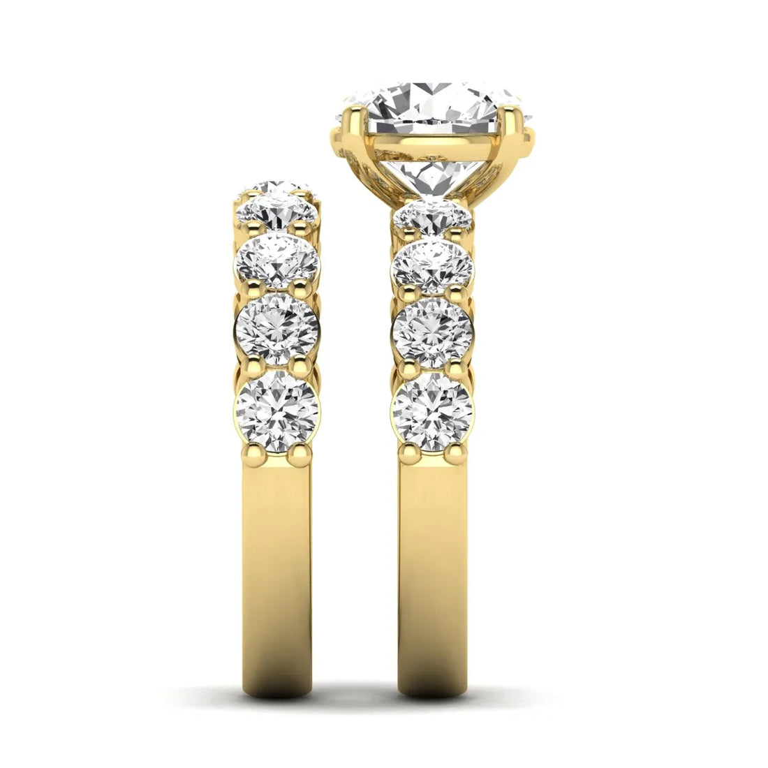 OctaPearl 2.5 ct Round Prong Set Lab Grown Diamond Bridal Ring Set