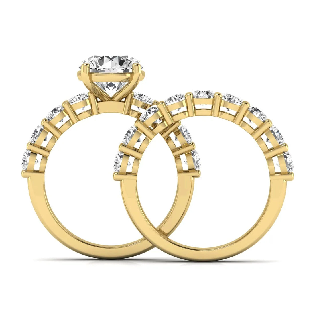 OctaPearl 2.5 ct Round Prong Set Lab Grown Diamond Bridal Ring Set