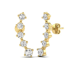 OctaPearl Round Prong Set Lab Grown Diamond Climber Earrings - alternate view