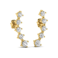 OctaPearl Round Prong Set Lab Grown Diamond Climber Earrings