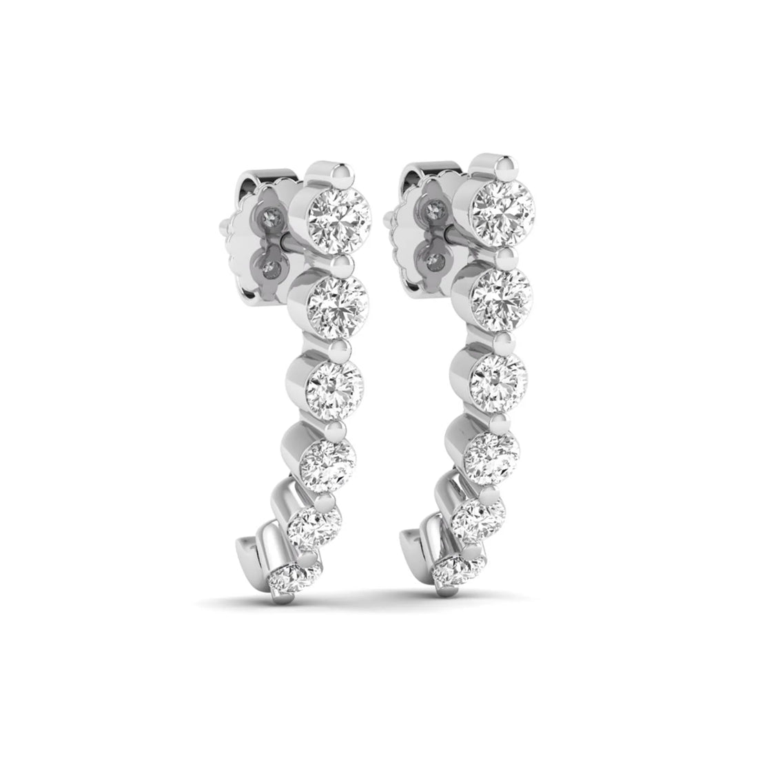 OctaPearl Round Prong Set Lab Grown Diamond Climber Earrings