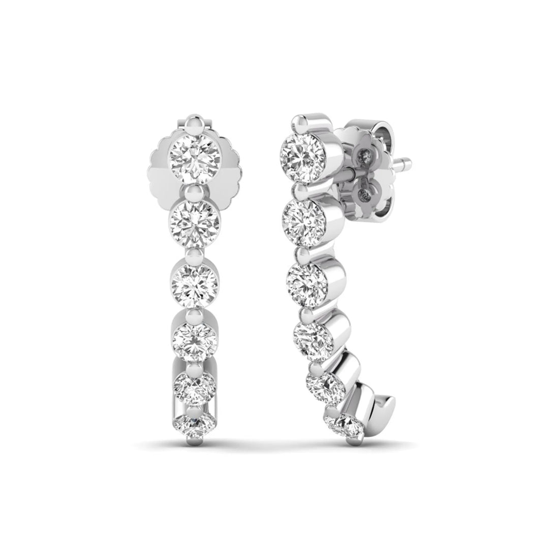 OctaPearl Round Prong Set Lab Grown Diamond Climber Earrings
