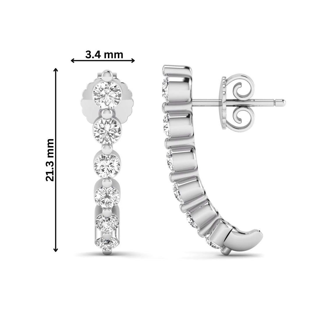 OctaPearl Round Prong Set Lab Grown Diamond Climber Earrings