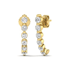 OctaPearl Round Prong Set Lab Grown Diamond Climber Earrings - alternate view