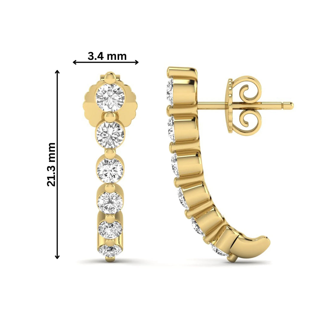 OctaPearl Round Prong Set Lab Grown Diamond Climber Earrings