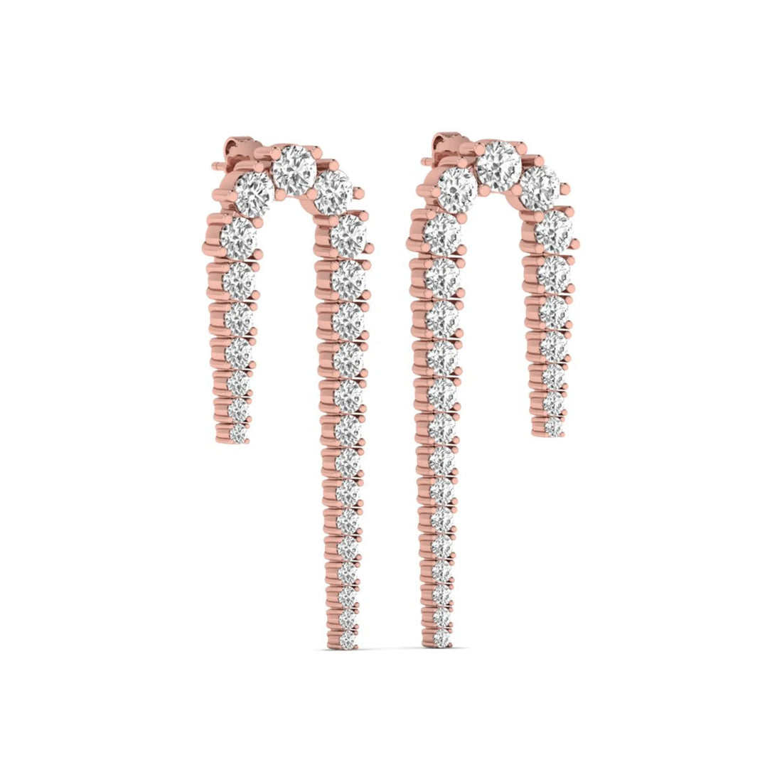OctaPearl Round Prong Set Lab Grown Diamond Curved Crawler Earrings