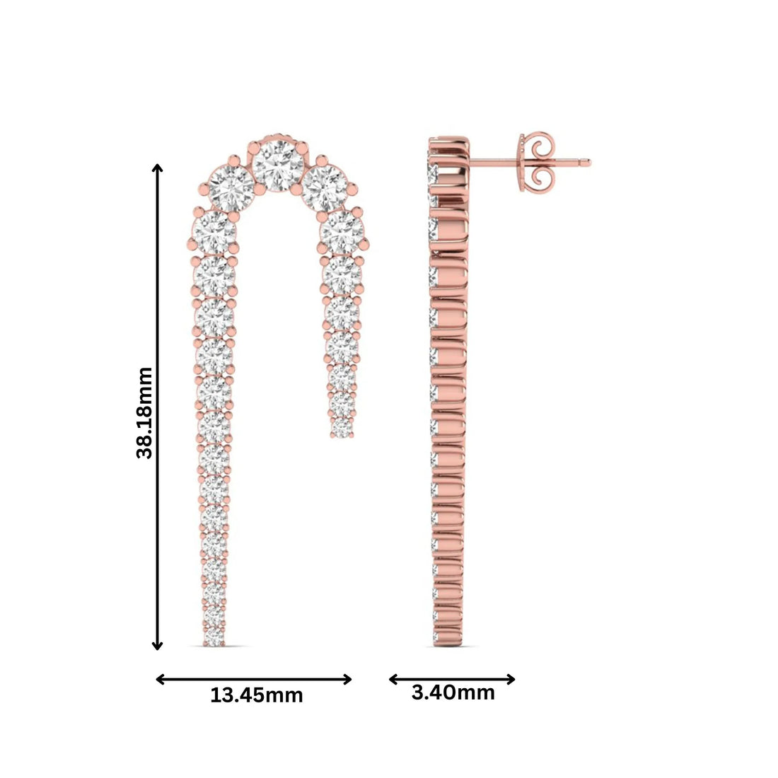 OctaPearl Round Prong Set Lab Grown Diamond Curved Crawler Earrings