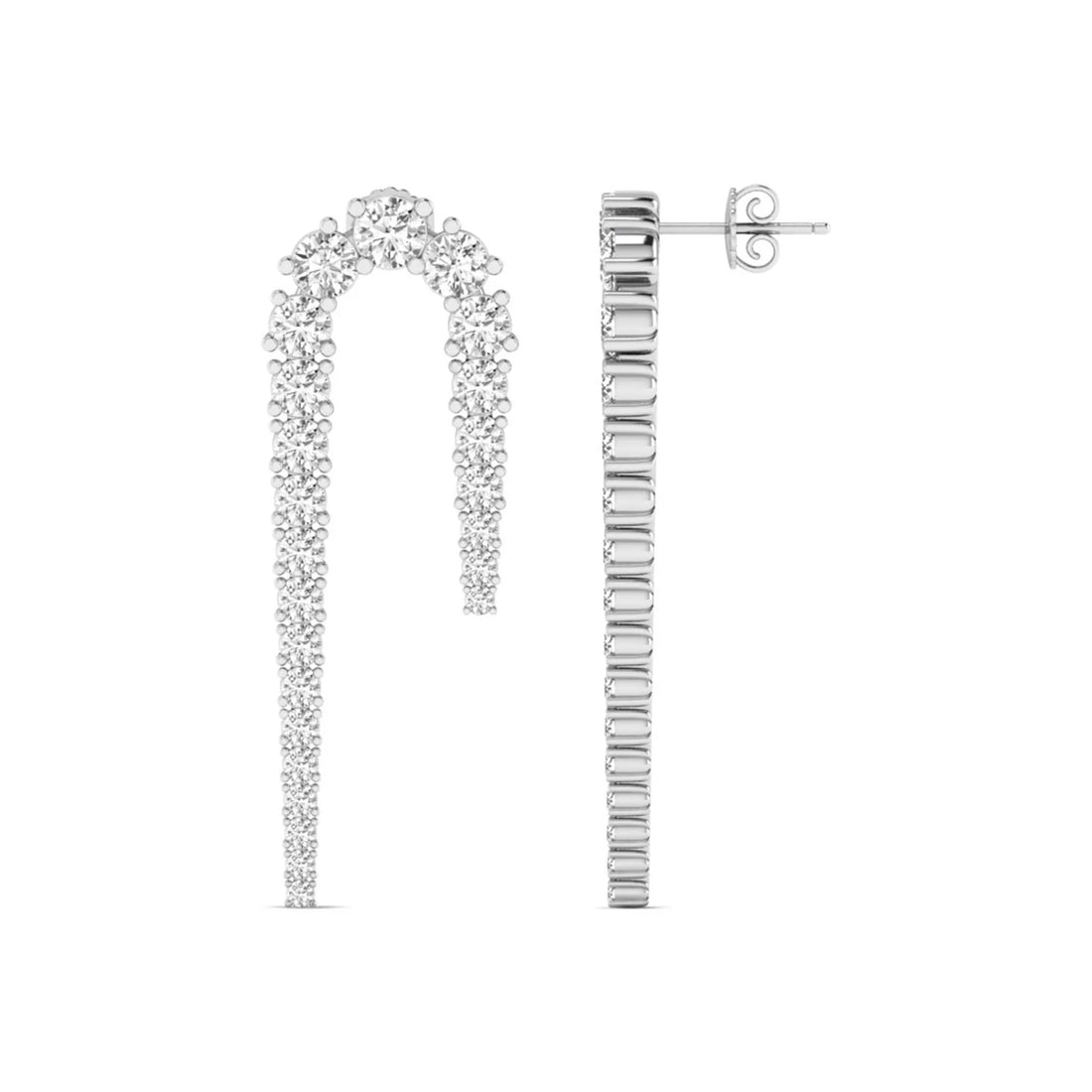 OctaPearl Round Prong Set Lab Grown Diamond Curved Crawler Earrings
