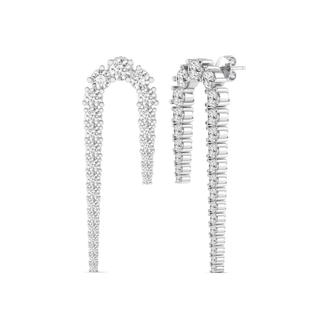 OctaPearl Round Prong Set Lab Grown Diamond Curved Crawler Earrings