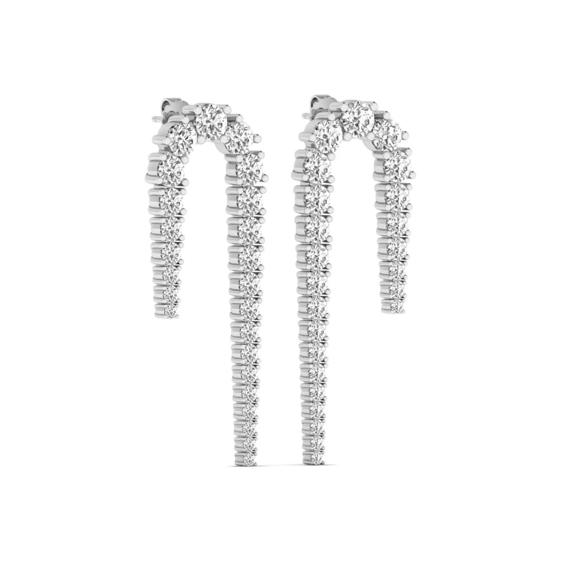 OctaPearl Round Prong Set Lab Grown Diamond Curved Crawler Earrings