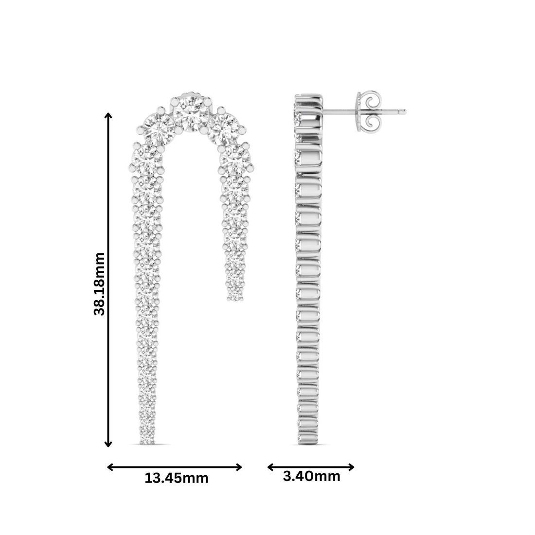 OctaPearl Round Prong Set Lab Grown Diamond Curved Crawler Earrings