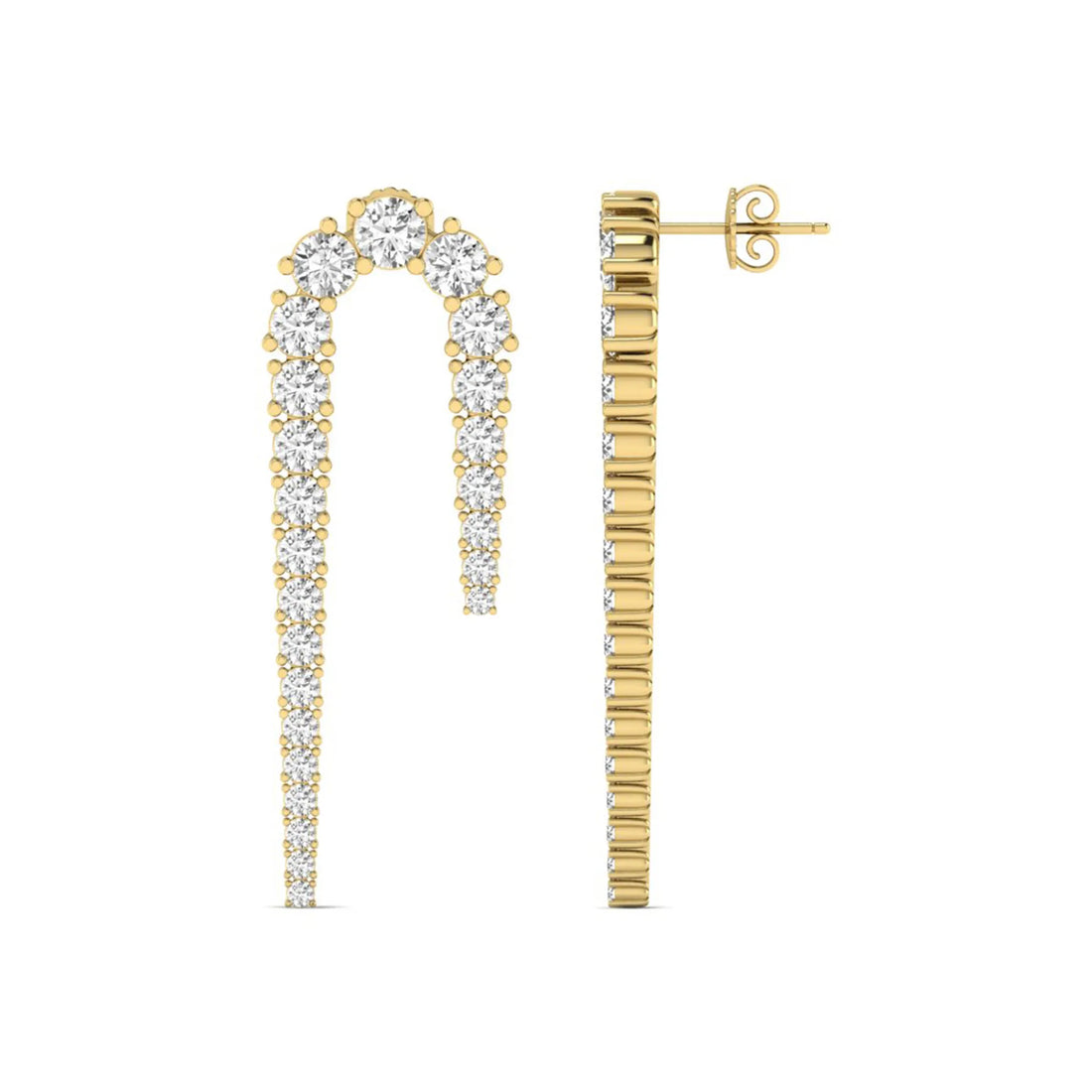 OctaPearl Round Prong Set Lab Grown Diamond Curved Crawler Earrings