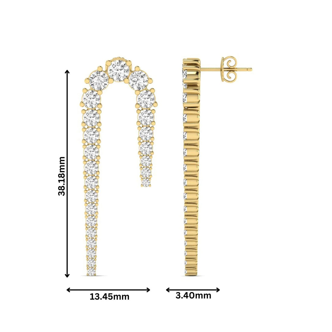 OctaPearl Round Prong Set Lab Grown Diamond Curved Crawler Earrings