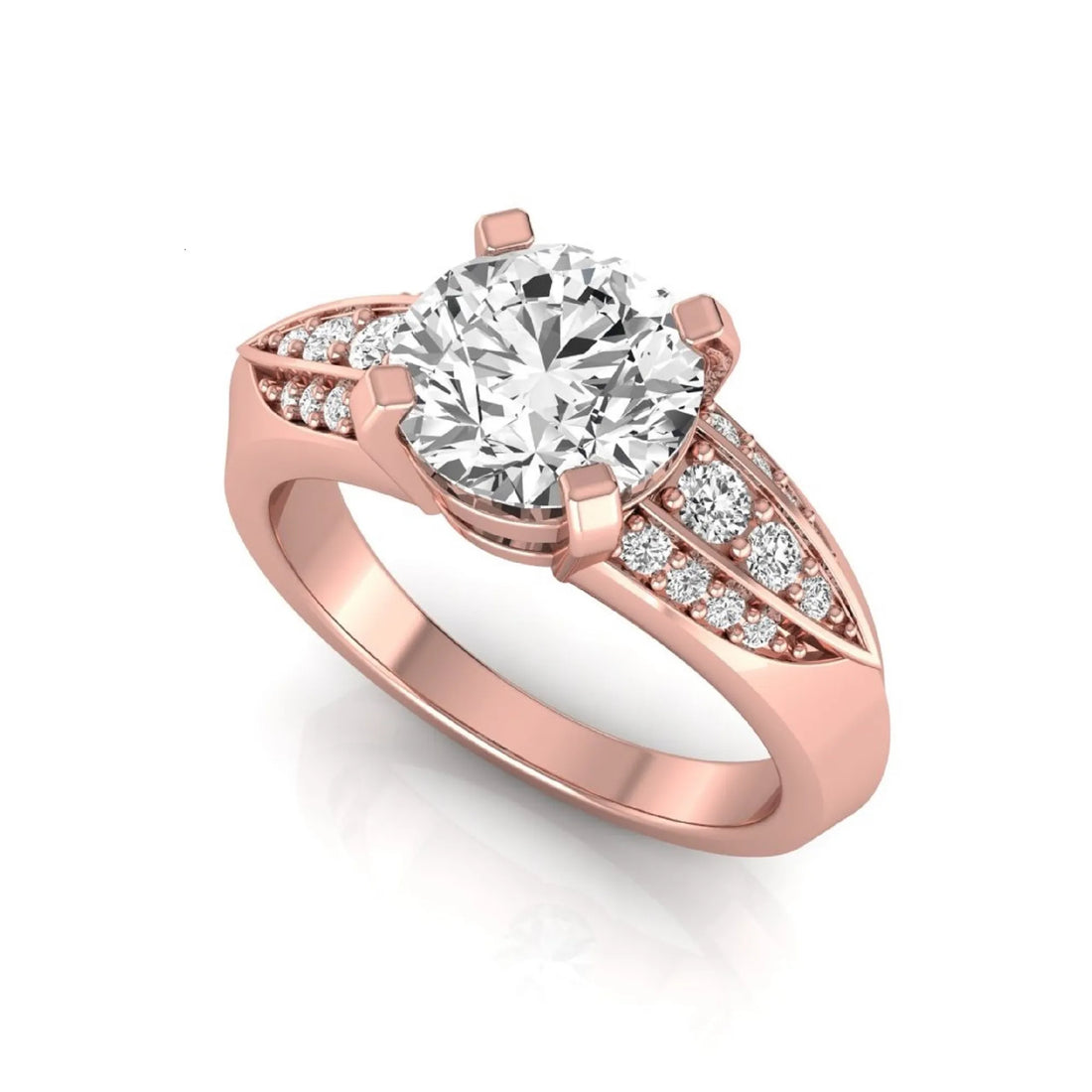 OctaPearl 2 ct Round Prong Set Lab Grown Diamond Engagement Ring