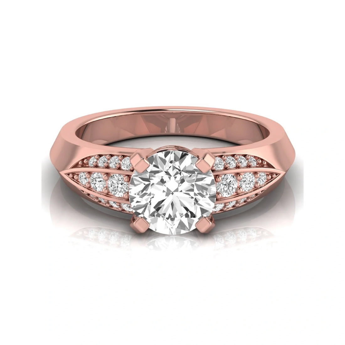 OctaPearl 2 ct Round Prong Set Lab Grown Diamond Engagement Ring