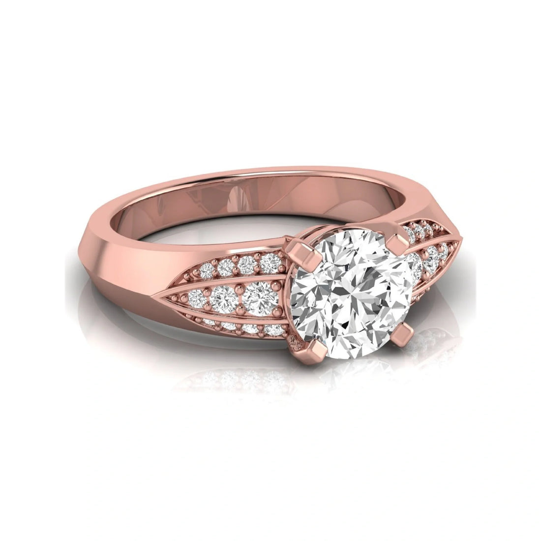OctaPearl 2 ct Round Prong Set Lab Grown Diamond Engagement Ring