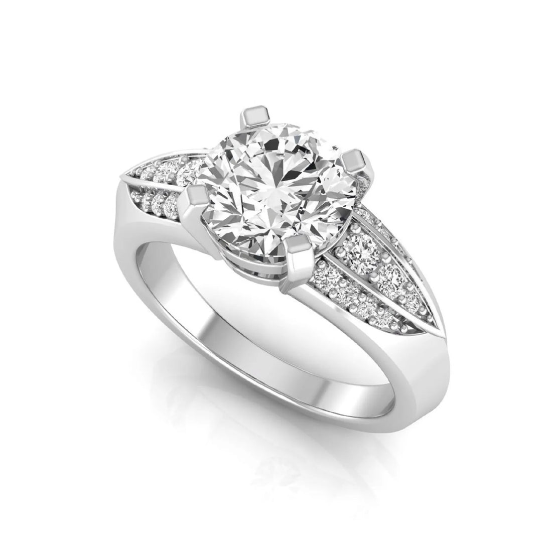 OctaPearl 2 ct Round Prong Set Lab Grown Diamond Engagement Ring