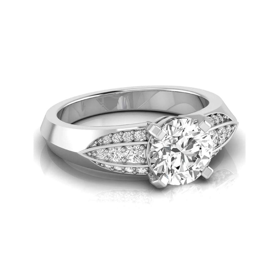 OctaPearl 2 ct Round Prong Set Lab Grown Diamond Engagement Ring