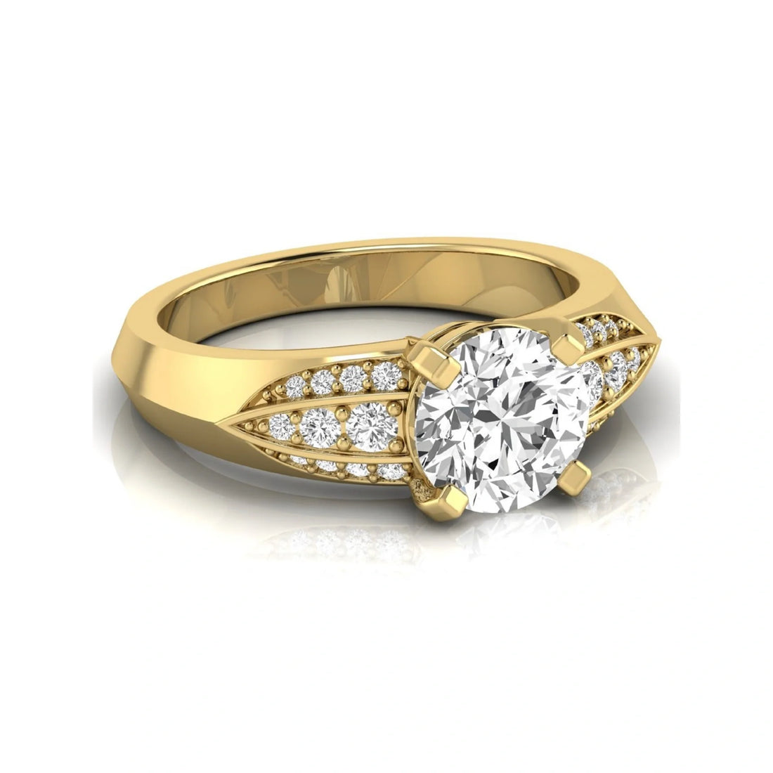 OctaPearl 2 ct Round Prong Set Lab Grown Diamond Engagement Ring