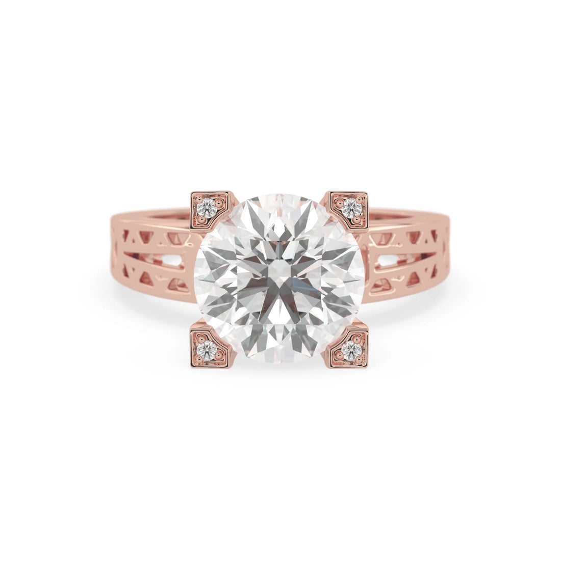 OctaPearl 4 ct Round Lab Grown Diamond Five Stone Engagement Ring
