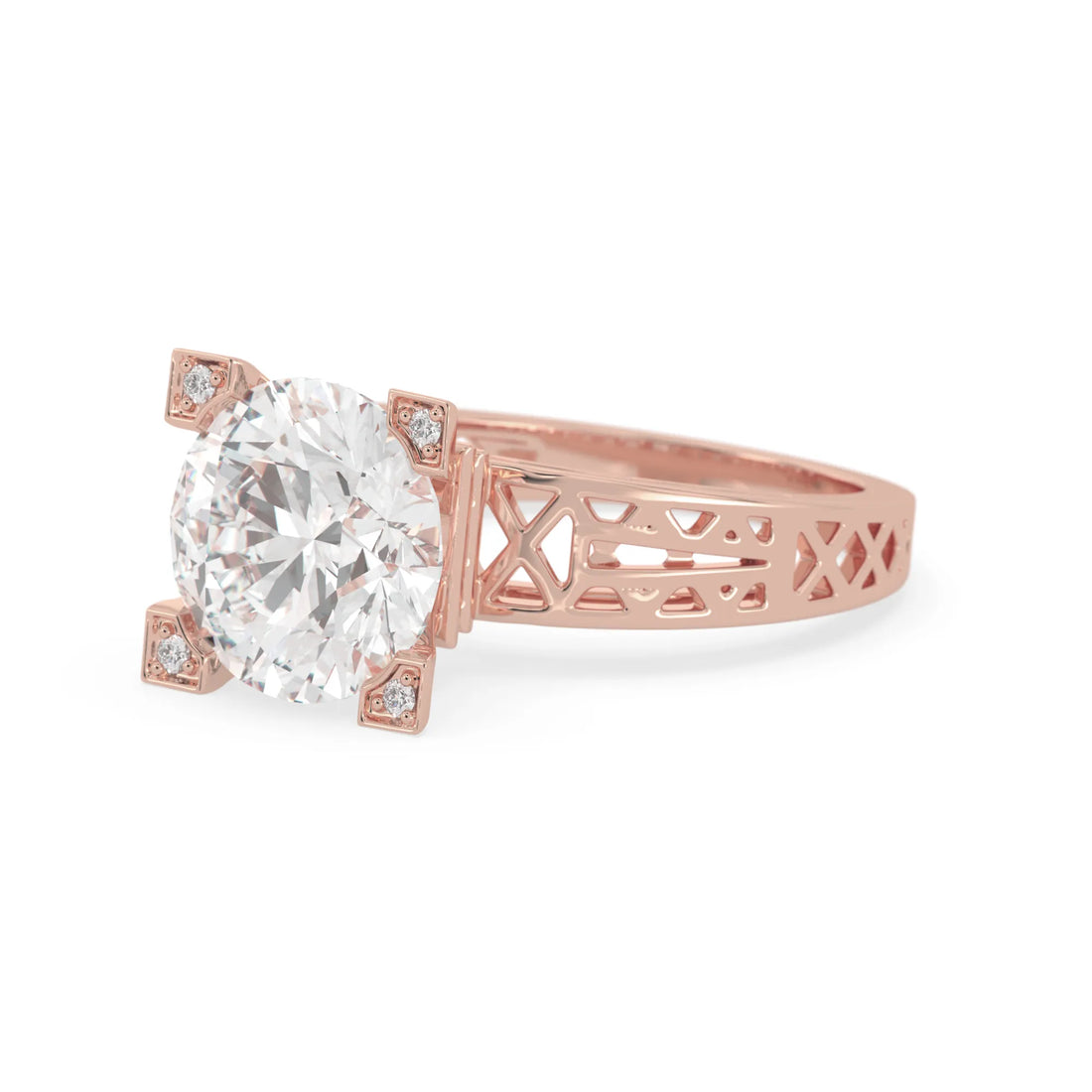 OctaPearl 4 ct Round Lab Grown Diamond Five Stone Engagement Ring