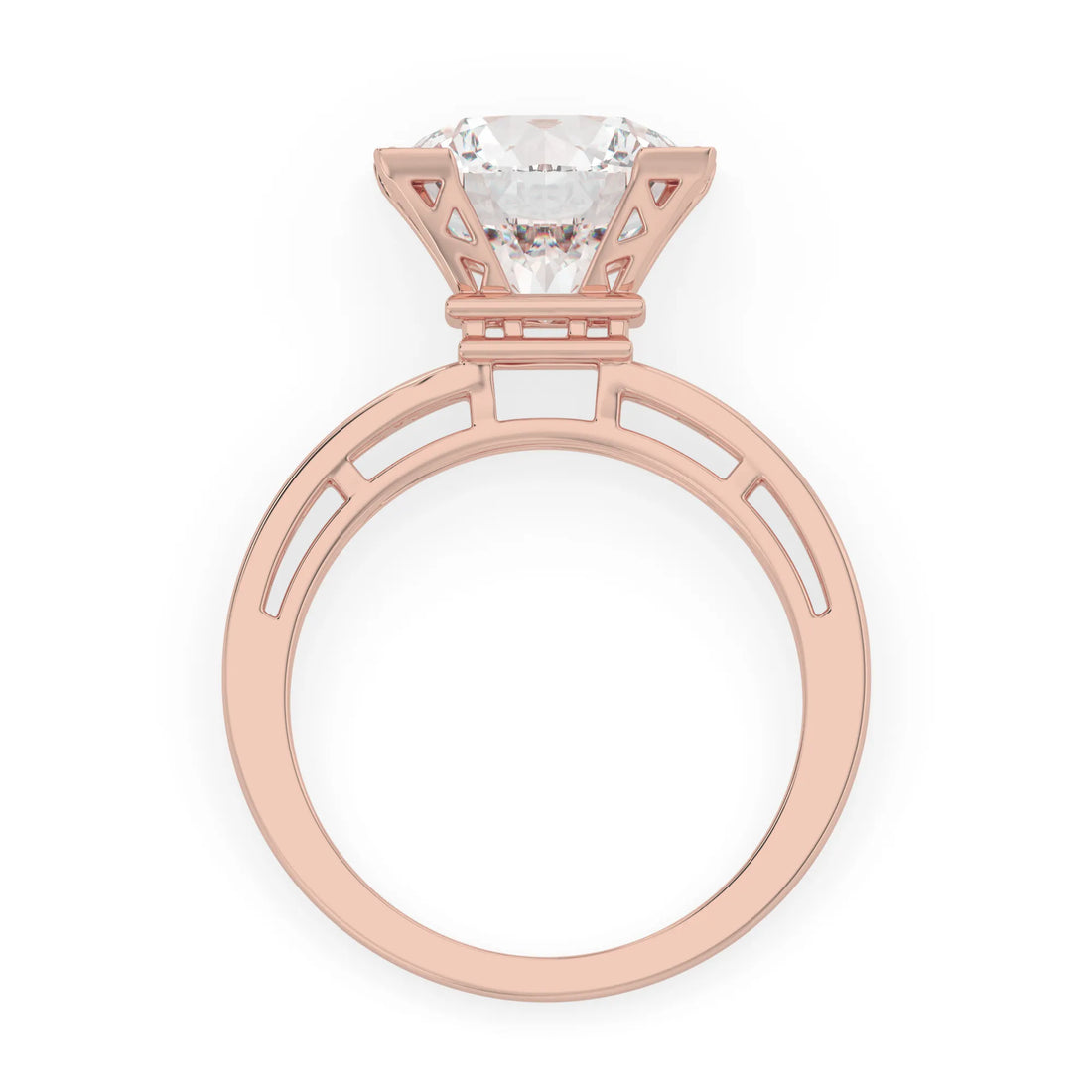 OctaPearl 4 ct Round Lab Grown Diamond Five Stone Engagement Ring