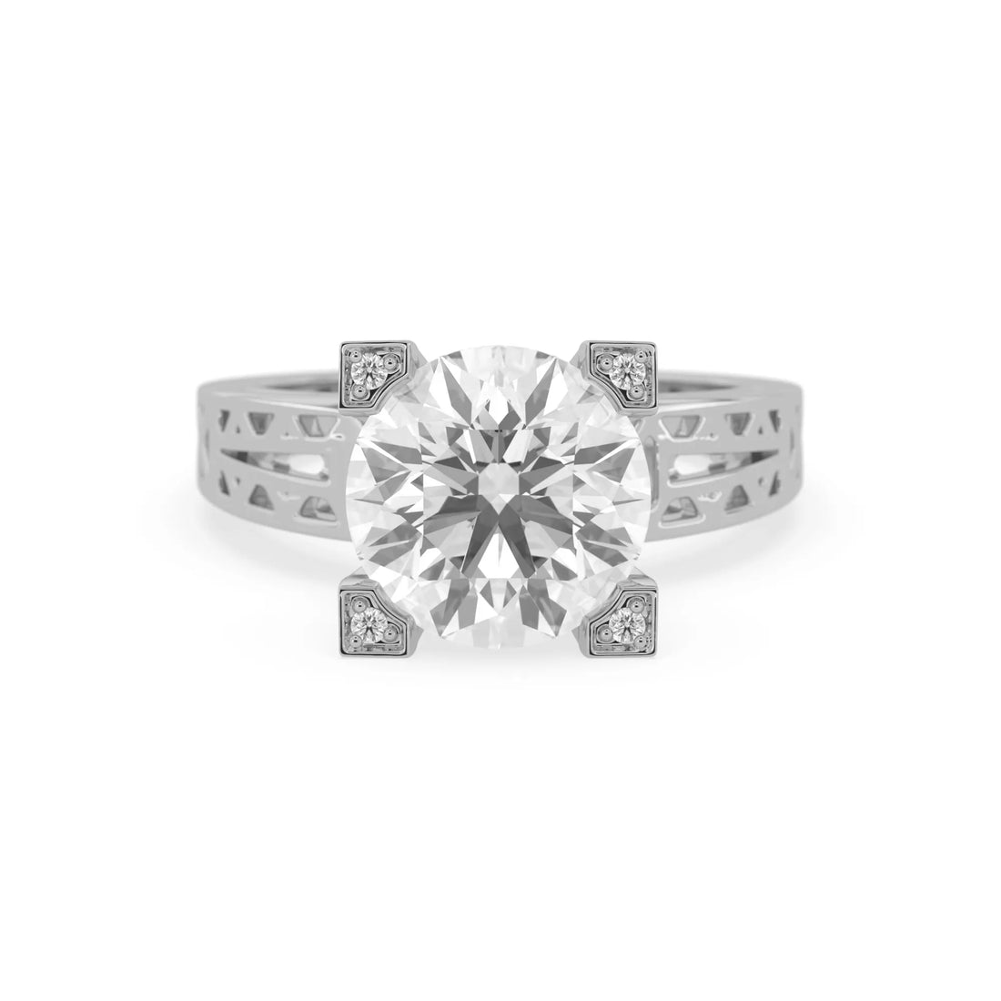 OctaPearl 4 ct Round Lab Grown Diamond Five Stone Engagement Ring