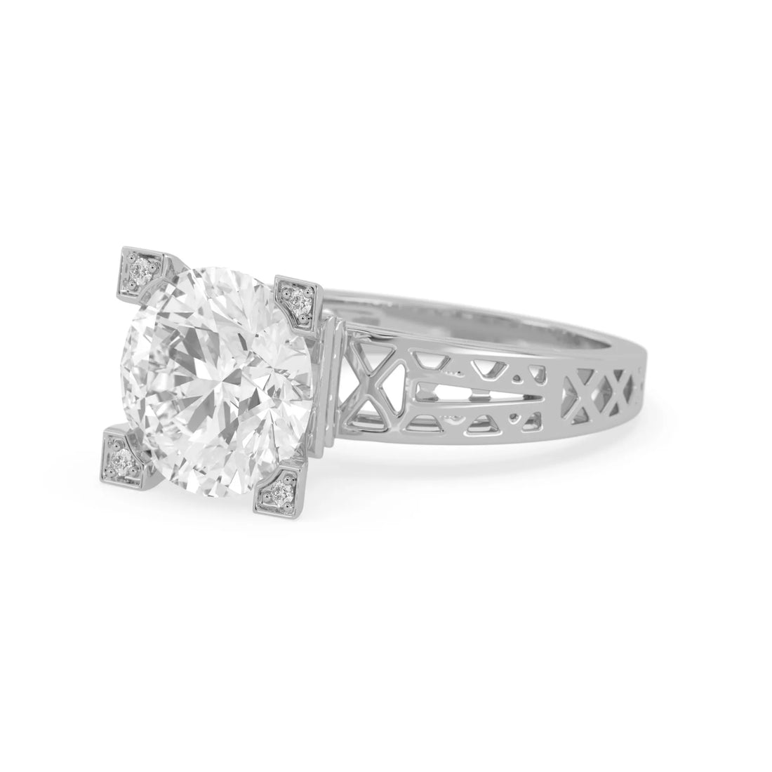 OctaPearl 4 ct Round Lab Grown Diamond Five Stone Engagement Ring