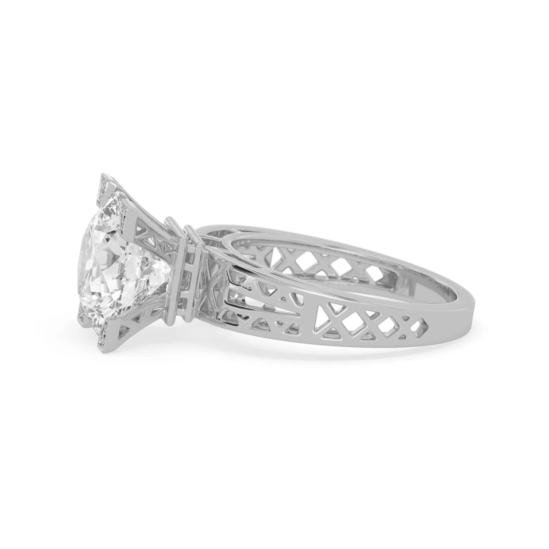 OctaPearl 4 ct Round Lab Grown Diamond Five Stone Engagement Ring