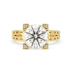 OctaPearl 4 ct Round Lab Grown Diamond Five Stone Engagement Ring