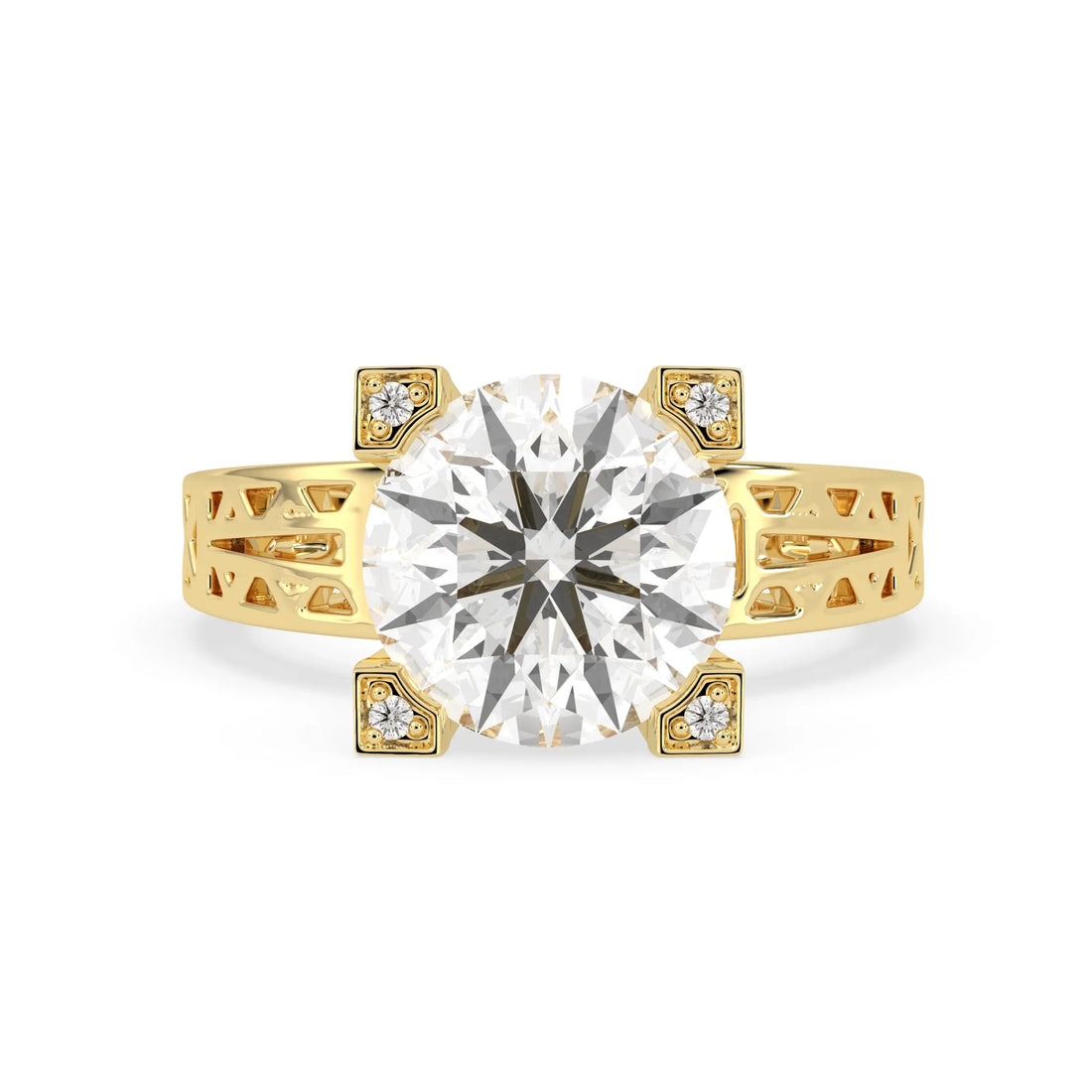 OctaPearl 4 ct Round Lab Grown Diamond Five Stone Engagement Ring
