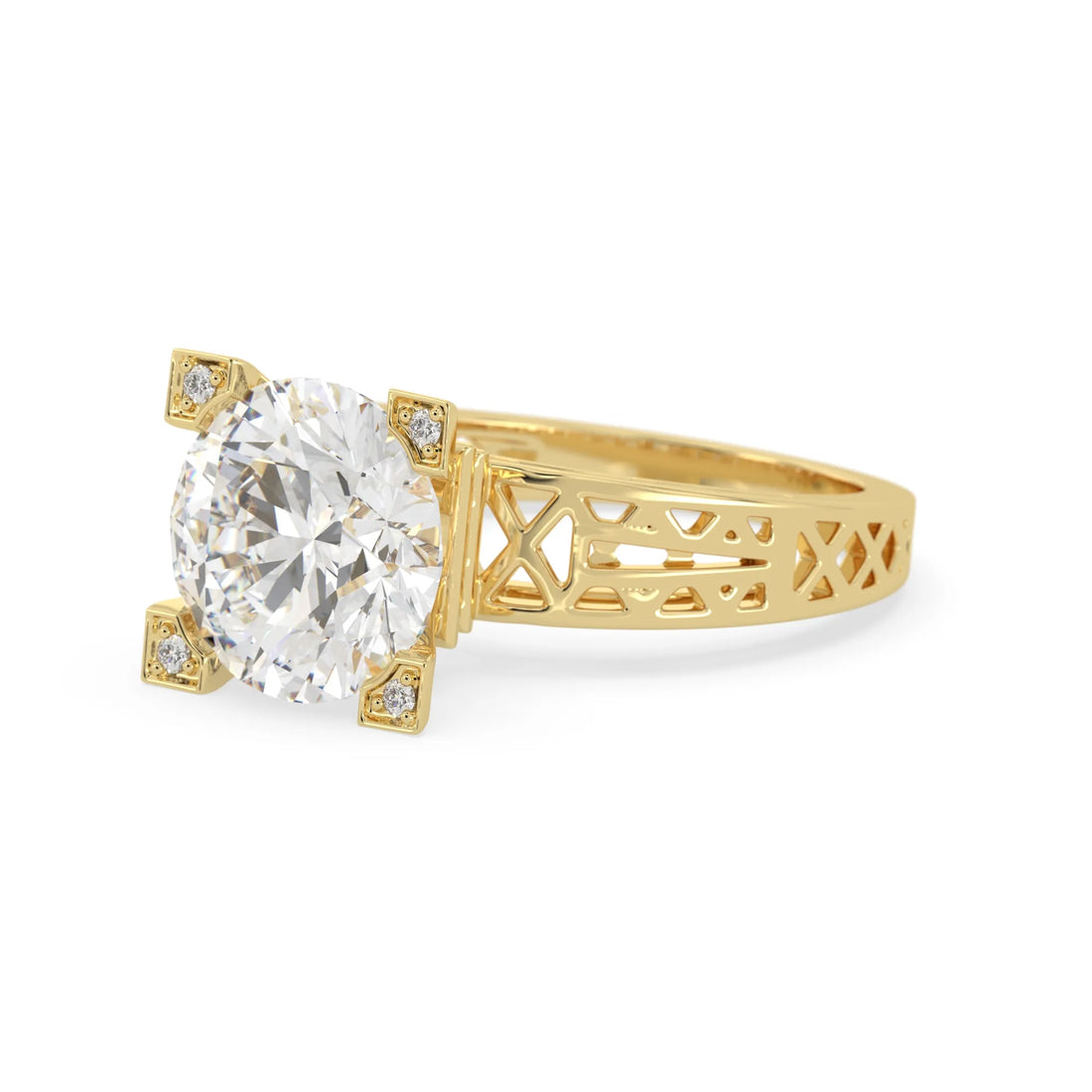 OctaPearl 4 ct Round Lab Grown Diamond Five Stone Engagement Ring