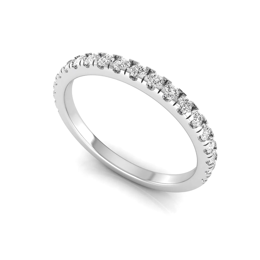 OctaPearl Classic Minimalist Lab Grown Diamond Stackable Half Eternity Band
